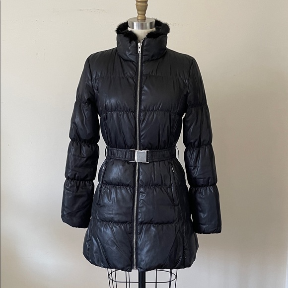 Michael Kors Black Puffer Jacket with Belt - Picture 1 of 5